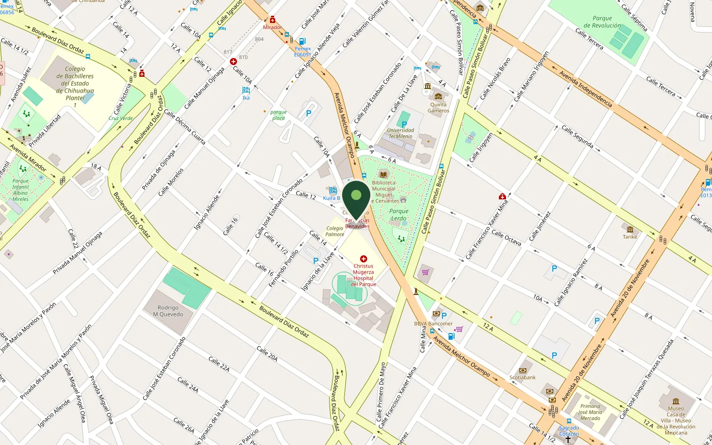 Mapa: Christus Muguerza · Centro Médico 4, Av. Ocampo 1430, Consultorio 11